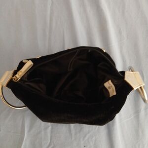 New Look Black Velvet Clutch with Gold Rings